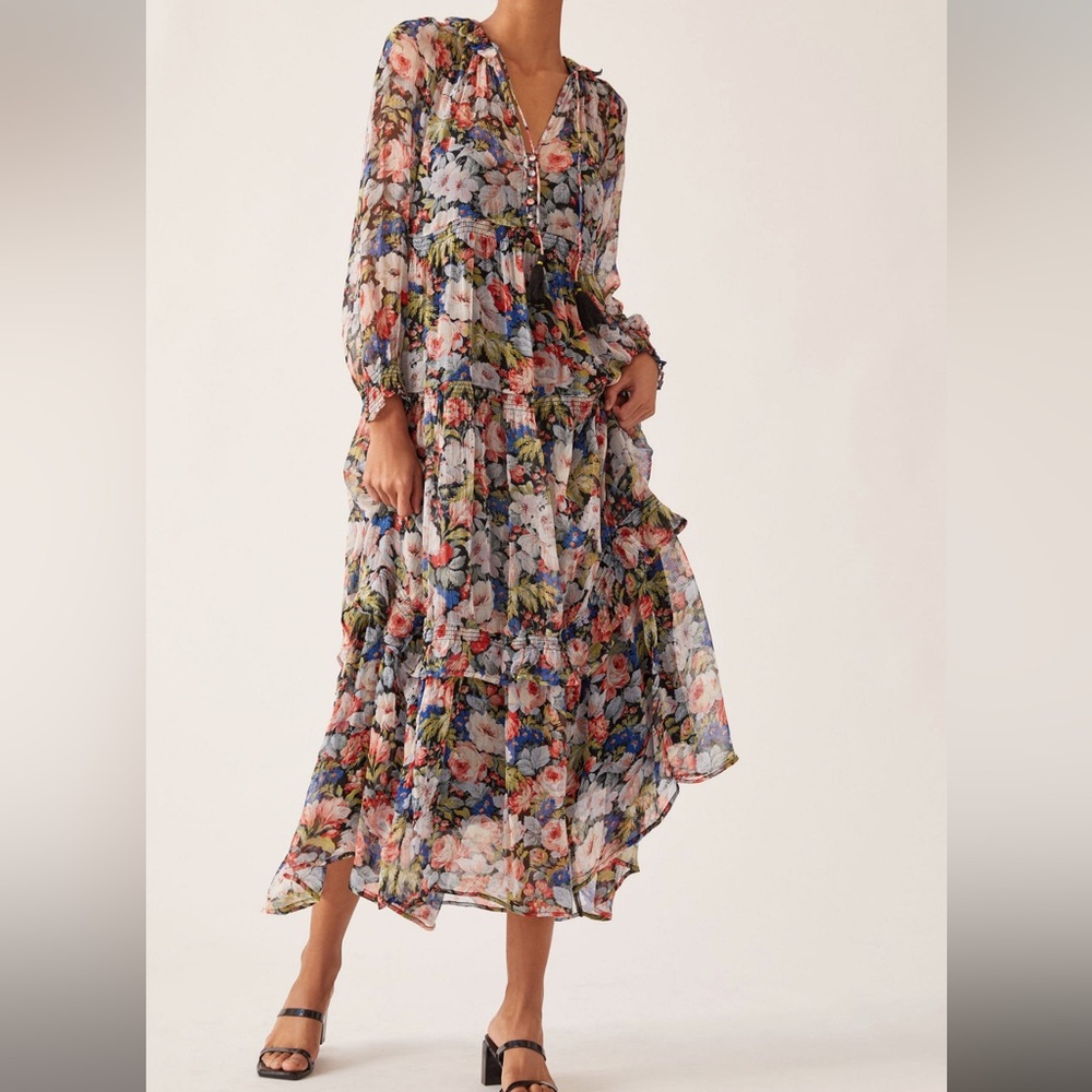 Anthropologie The Marais Printed Chiffon Maxi Dress